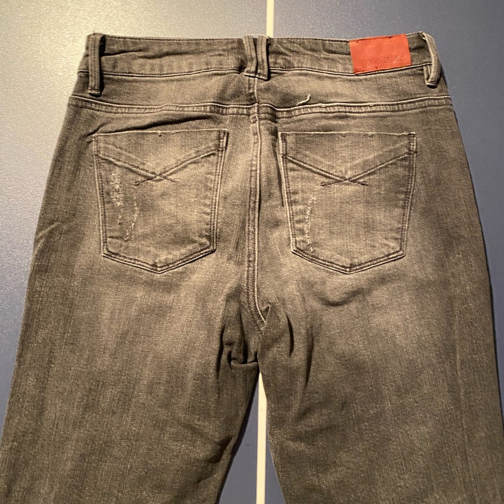 Edgy Distressed Charcoal Flare Jeans - Picture 5 of 5